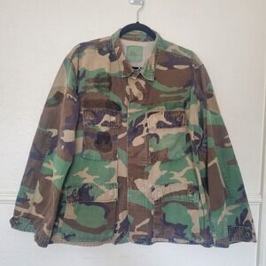 US Military Woodland Camo BDU Ripstop Shirt Jacket Medium Short 8415-01-184-1329